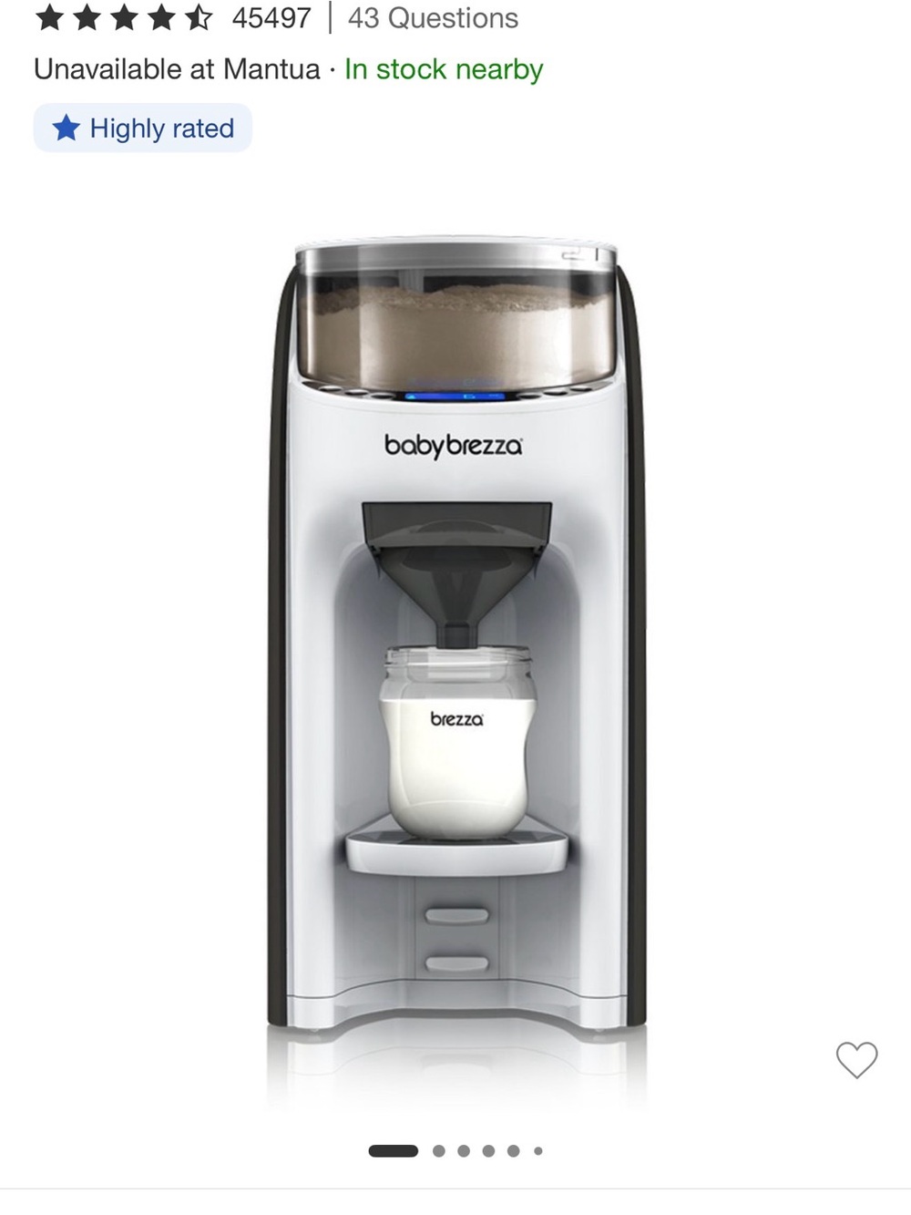 babybrezza Formula Pro Advanced Automatic Formula Dispenser - White/Black